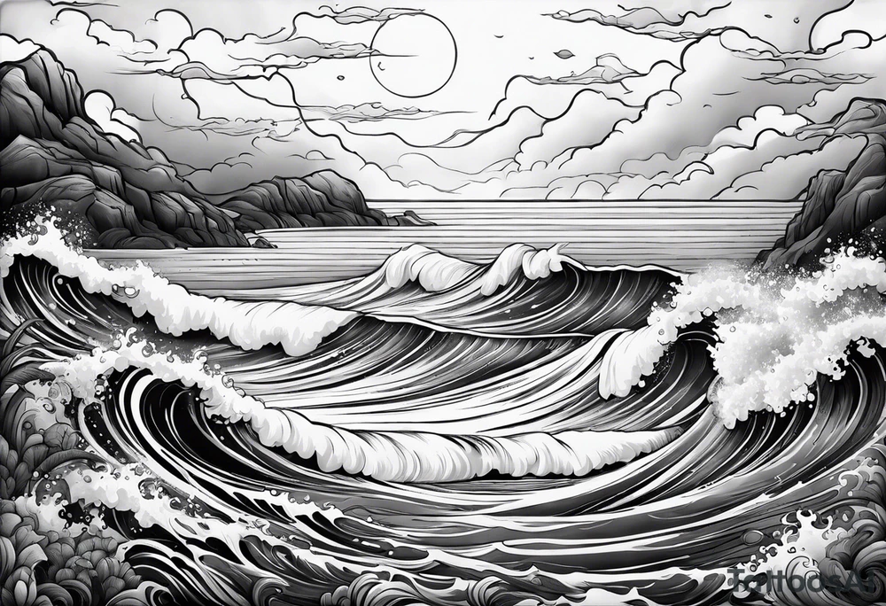 calm ocean water tattoo idea