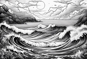 calm ocean water tattoo idea