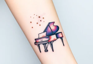 Grand piano under stars tattoo idea