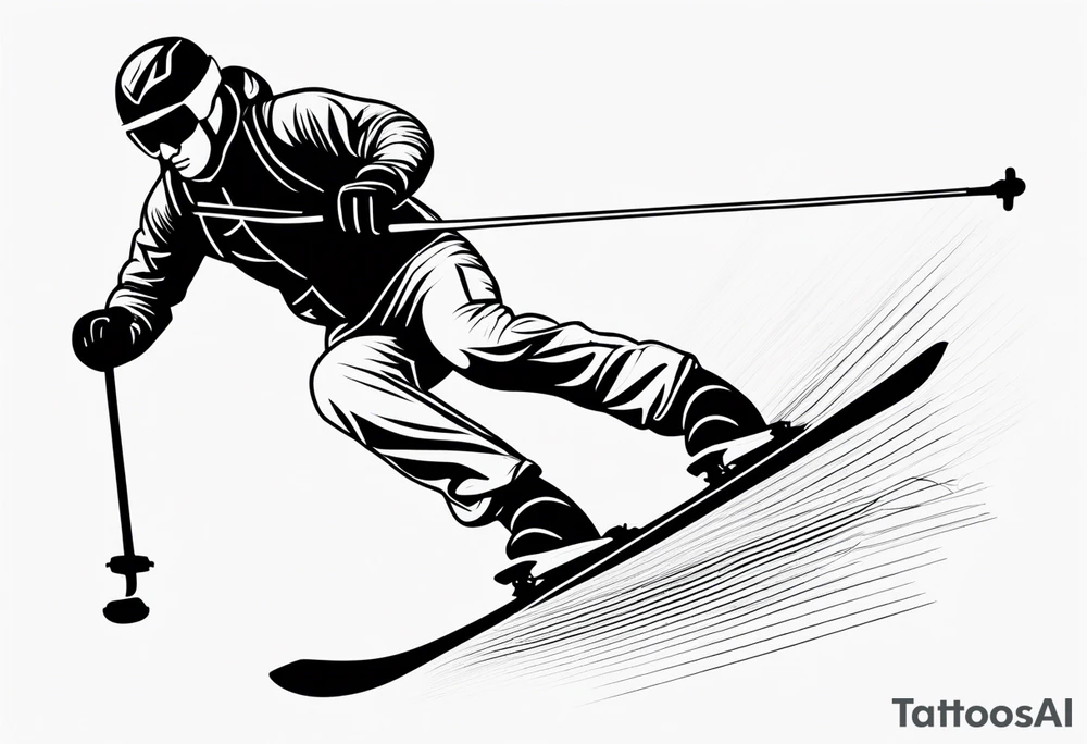 Skier in motion, single line tattoo idea