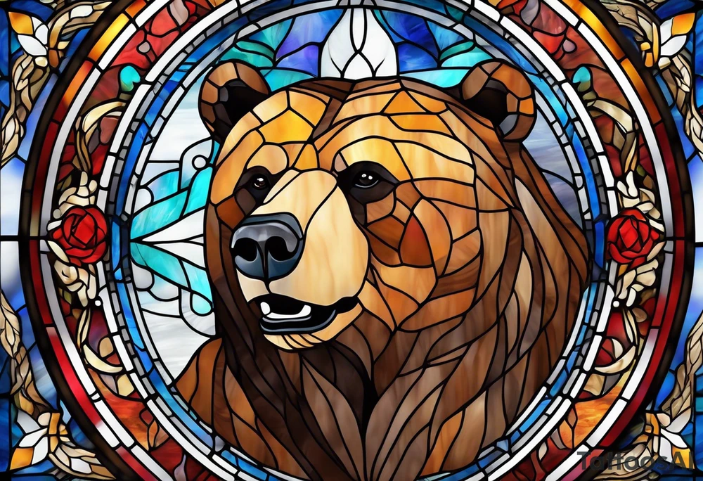 Stained glass teaddy bear tattoo idea