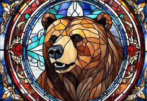 Stained glass teaddy bear tattoo idea