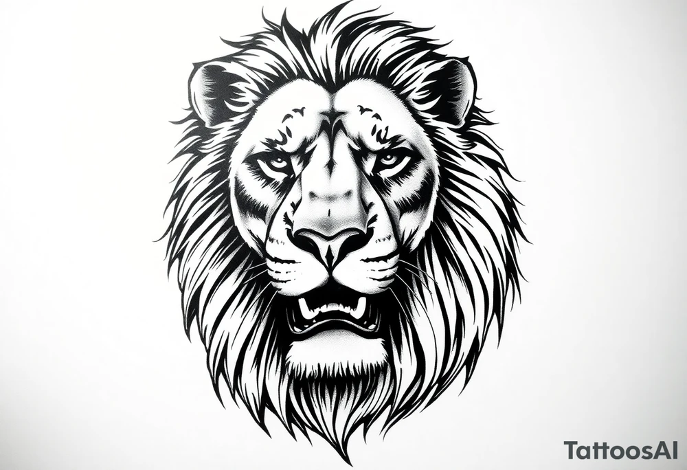 powerful majestic lion, close-up tattoo idea