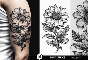 Vintage pocket waych with marigold flower. tattoo idea