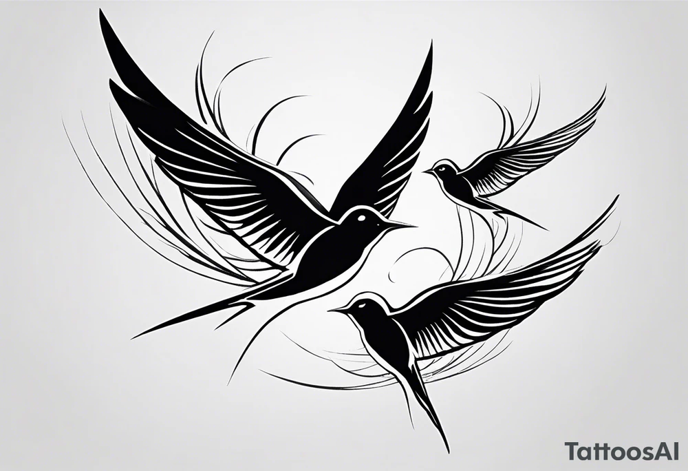 Design a forearm tattoo featuring a minimalist swallows in flight, symbolizing freedom and new beginnings tattoo idea