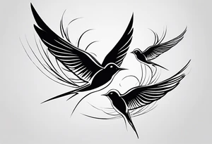 Design a forearm tattoo featuring a minimalist swallows in flight, symbolizing freedom and new beginnings tattoo idea