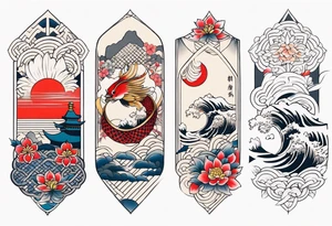 Japanese heritage in a sleeve format tattoo idea