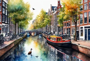Stag, watercolour, birds, Amsterdam canal, Animals, amsterdam, pineapples, space, galaxy, canal tattoo idea