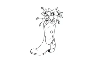 cow girl boot with flowers coming out of it tattoo idea