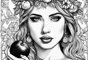 Persephone portrait holding a pomegranate tattoo idea