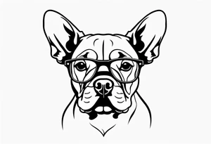 silhouette of french bull dog with glasses, tattoo to use as a couple tattoo idea