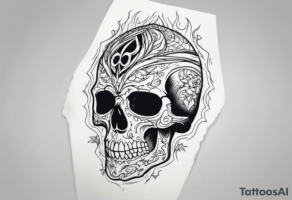 Burning skeleton tattoo idea