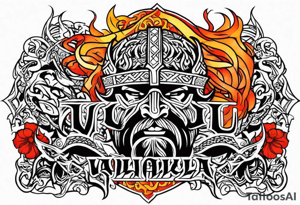 Viking valhalla funeral on fire tattoo idea