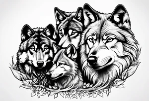 Wolf protecting cubs tattoo idea