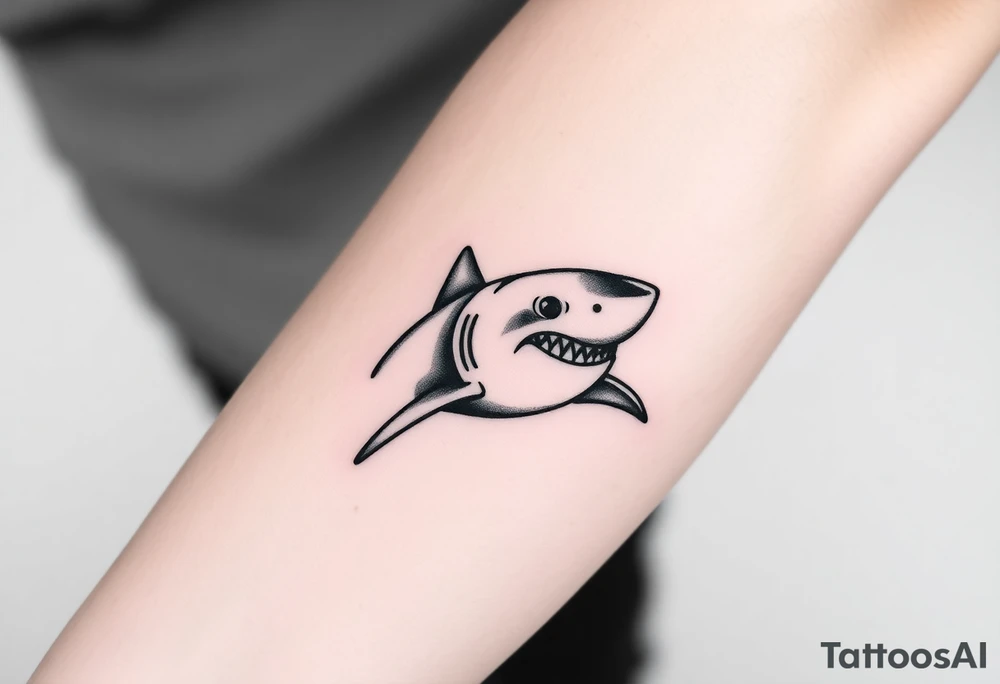 powerful  small great white shark moving forward tattoo tattoo idea