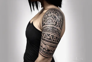 Filipino tribal tattoo for female, on and around the spine with the filipino sun at the top of the spine tattoo idea