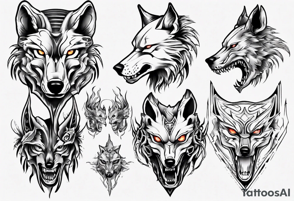 wolf head tattoo idea