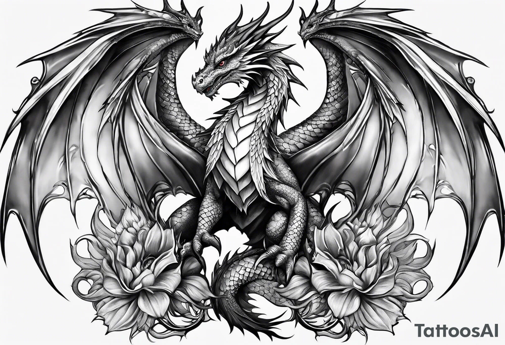 Mother dragon wings spread protecting 3 baby dragons tattoo idea Mother dragon wings spread protecting 3 baby dragons tattoo idea