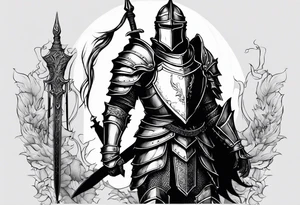 knight in heavy armor full body with dragon tattoo idea
