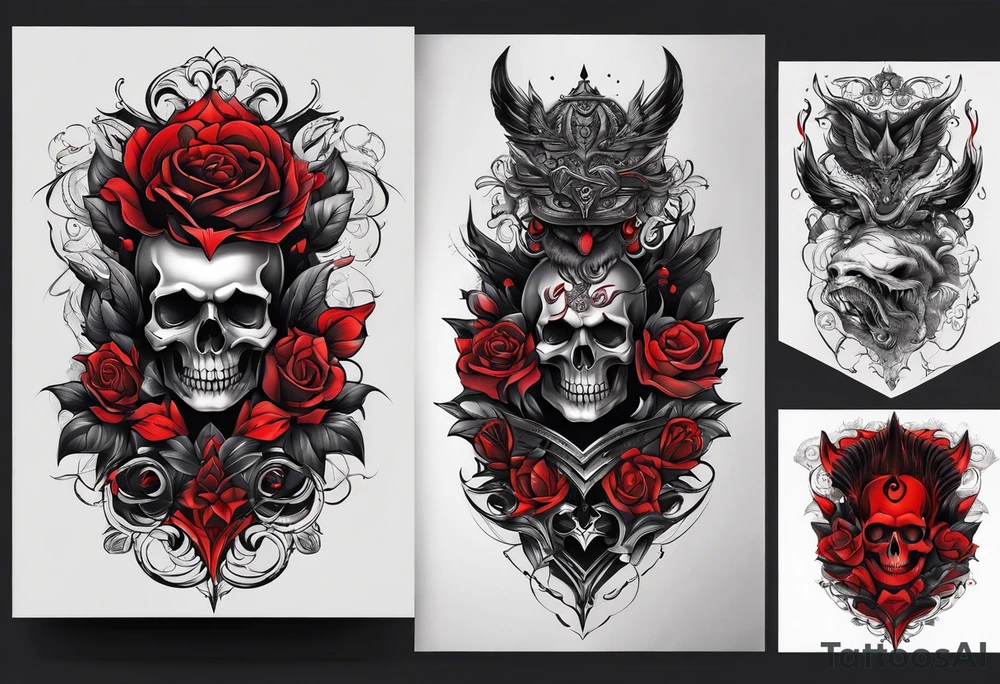 black and red dark theme tattoo idea