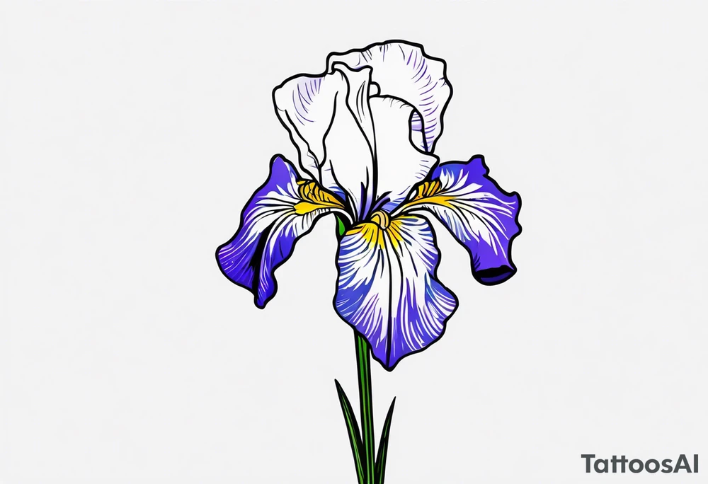 Iris flower with stem tattoo idea