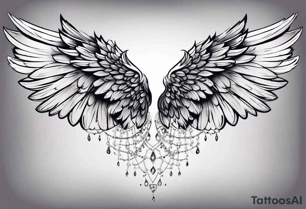Diamond angel wings tattoo idea