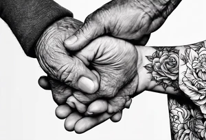 Grandfather reaching to grandson tattoo idea