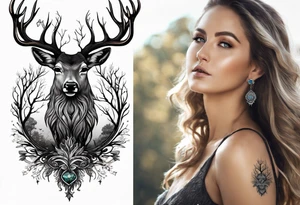 tree of life with root drawing a deer tattoo idea
