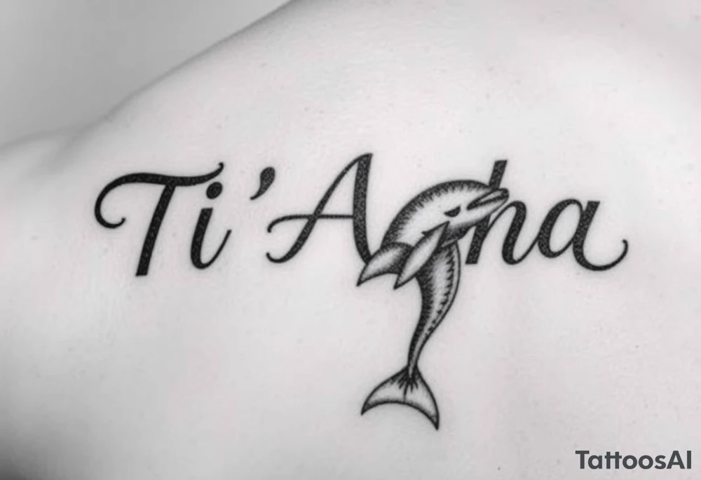 The name Ti'Asha with a dolphin for my mom favorite animal on the bicep tattoo idea