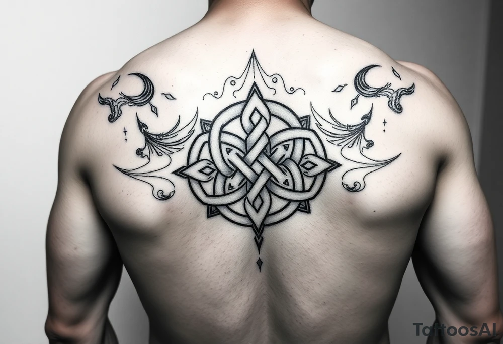 tibetan endless knot on arm tattoo idea