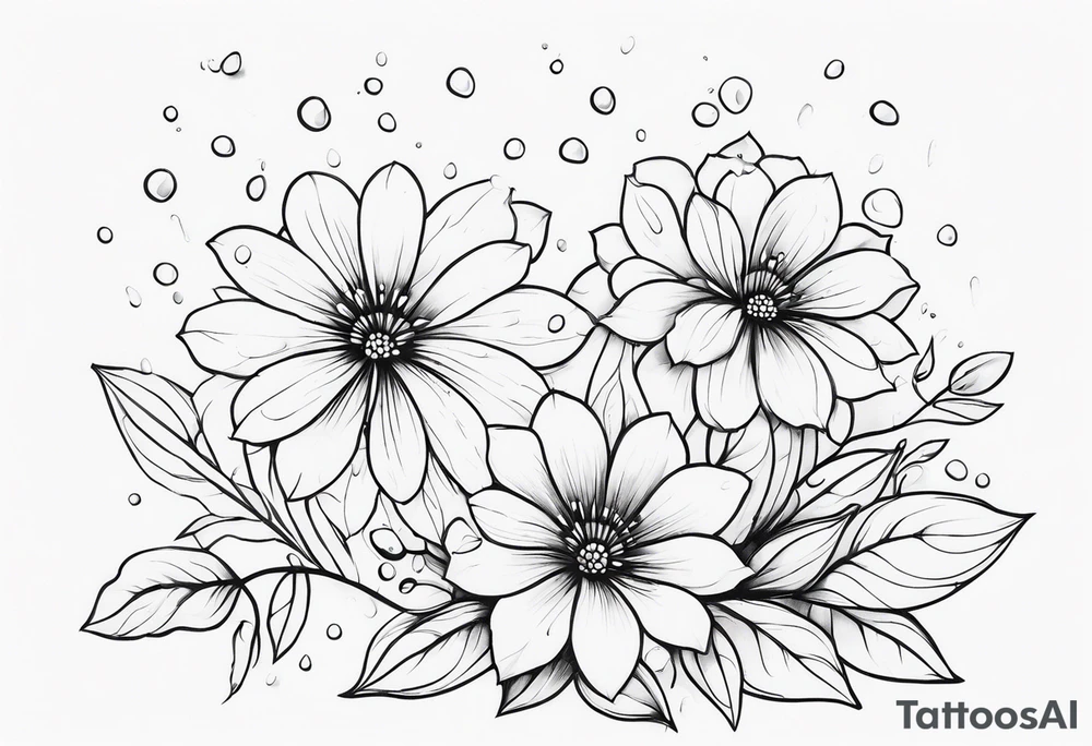 Flowers with rain droplets on them tattoo idea