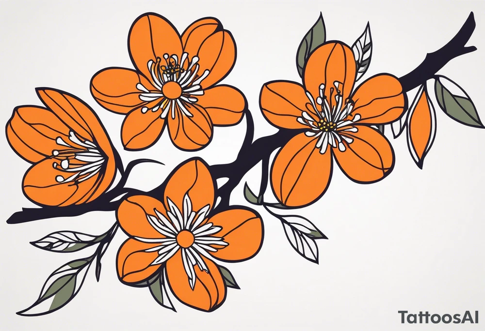 orang blossom branches tattoo idea