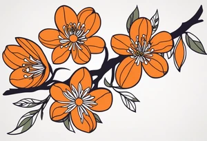 orang blossom branches tattoo idea
