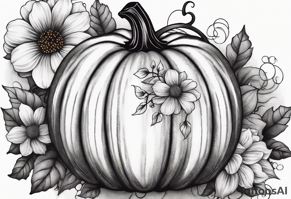 pumpkin with flowers tattoo idea