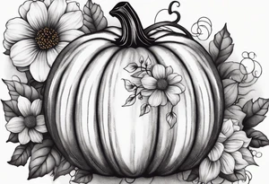 pumpkin with flowers tattoo idea