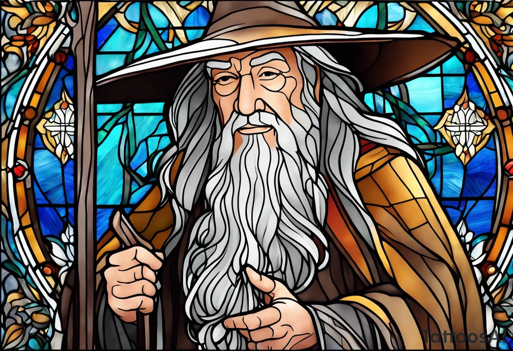 Gandalf in stained glass tattoo idea
