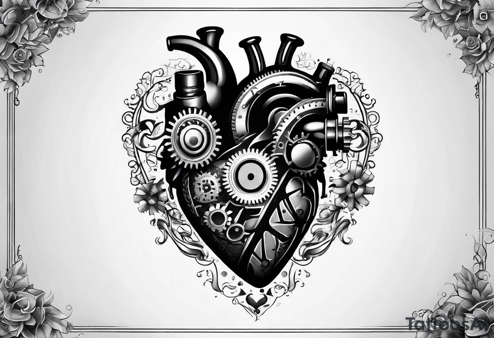Mechanical heart with gears tattoo idea