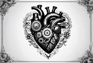 Mechanical heart with gears tattoo idea