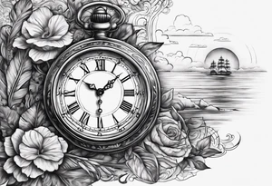 time element in sunset for man tattoo idea