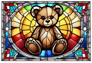 Teddy bear stained glass tattoo idea