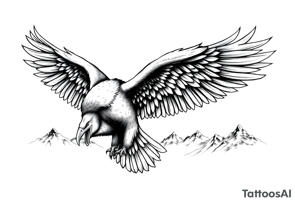 majestic eagle spreading wings against mountain peaks tattoo idea majestic eagle spreading wings against mountain peaks tattoo idea