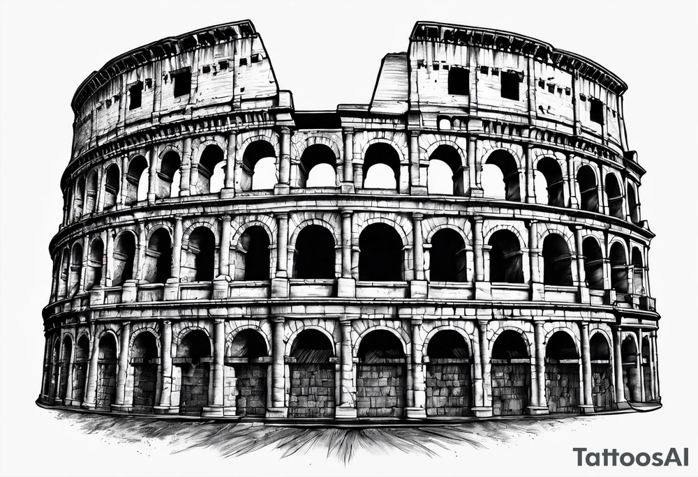 Weathered Roman colosseum tattoo idea