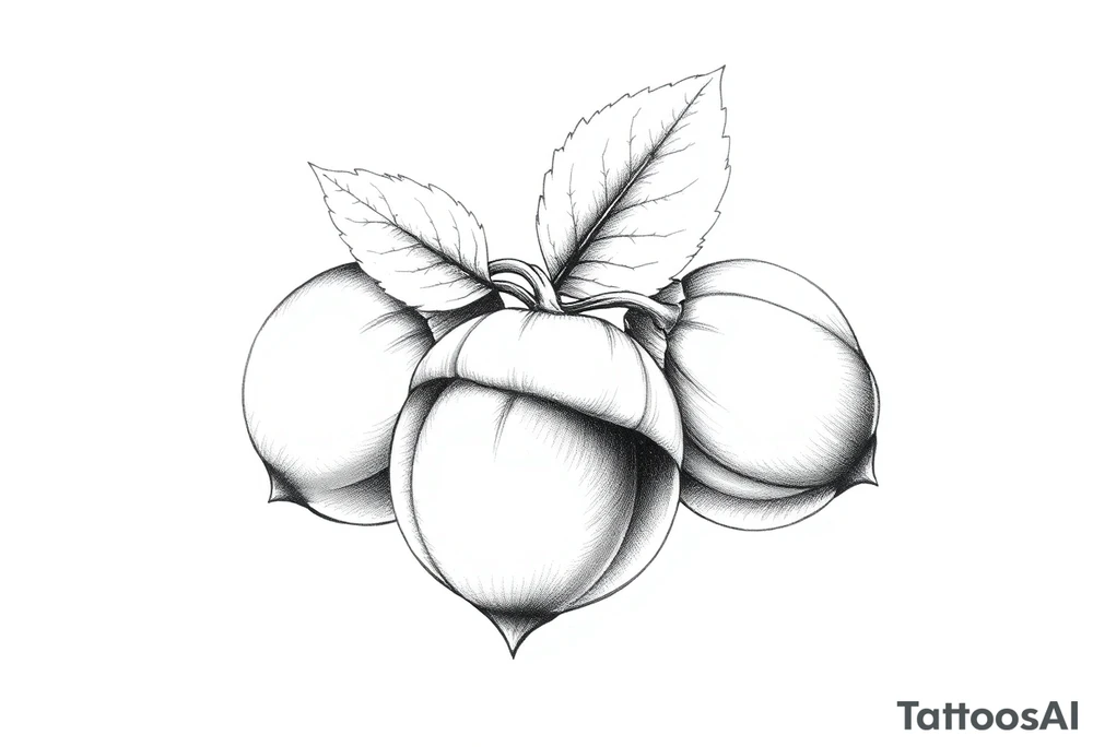Three haselnuts with one leave tattoo idea