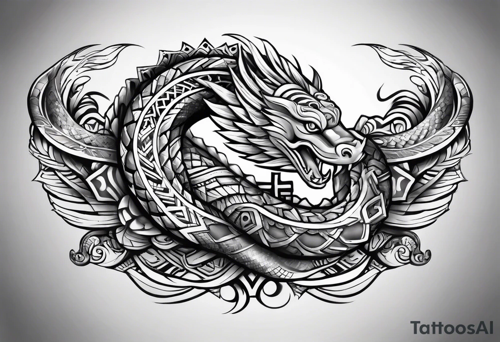 aztec snake sleeve tattoo idea