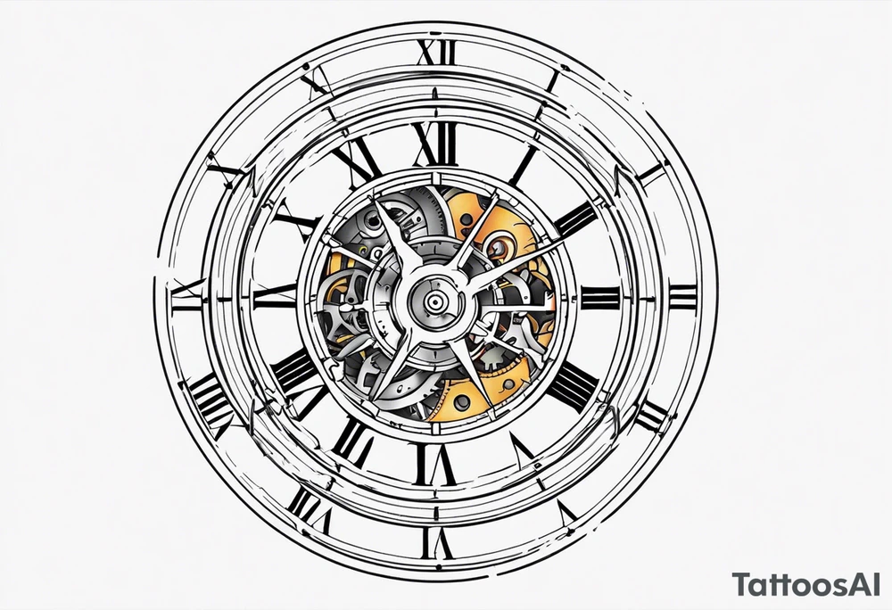 Mechanical clock face tattoo idea