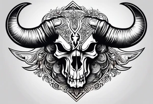 skull of a bull with a line frame, realistic, simple tattoo idea