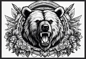 Bear with warriors attacking it tattoo tattoo idea