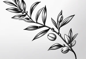 small thin olive branch bicep wraparound tattoo idea