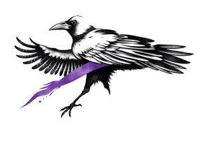 A crow tattoo that incorporates a strip/band of purple somewhere in the design to represent dealing with domestic abuse. Be creative. tattoo idea