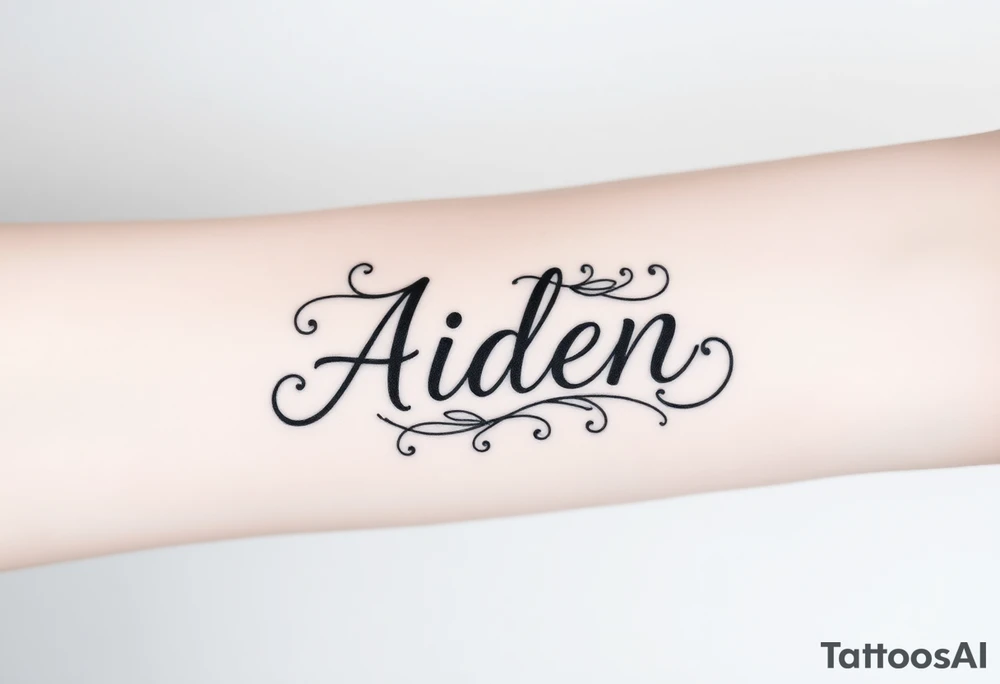 The name Aiden with love theme around it tattoo idea